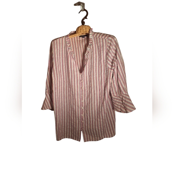 Modcloth Ladies Ruffle Southwest Style Cotton Blouse  XL Peasant Boho Retro - Picture 1 of 5